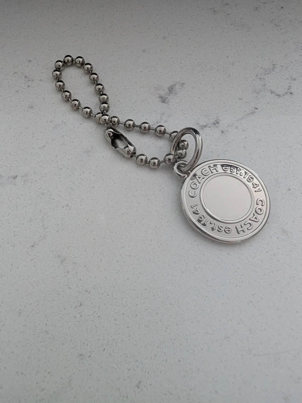 Coach Est. 1941 Round Silver Metal Hangtag Bag Charm Rare Replacement Tag